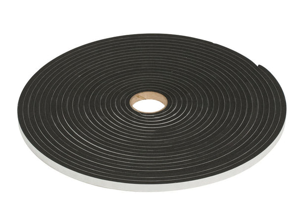 3/4” Thick Neoprene Foam Strip, 1” Width x 25’ Length, Black, Rubber  Adhesive