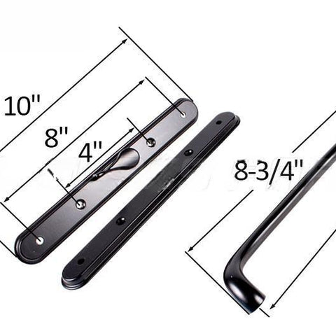 Truth Hardware Black 4'' Hole Spacing Patio Door Handle - 10'' Length