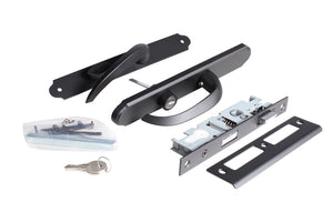 Storm Door Matte Black Handle Set with Key Lock Straight Lever