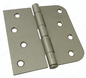 Residential Entry Door Brushed Nickel 4" Full Mortise Combination Butt Hinge - 5/8" Radius