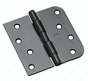 Residential Entry Door Black 4" Full Mortise Combination Butt Hinge - 5/8" Radius