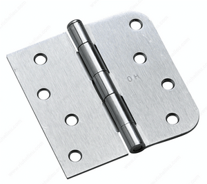 Residential Entry Door Brushed Chrome 4" Full Mortise Combination Butt Hinge - 5/8" Radius