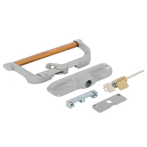 Sliding Glass Patio Door Aluminum/Wood Hook-Style Surface Mount Handle 3-1/2" Screw Holes - Keyed